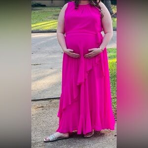 Alex Marie Vibrant Pink Maxi Dress